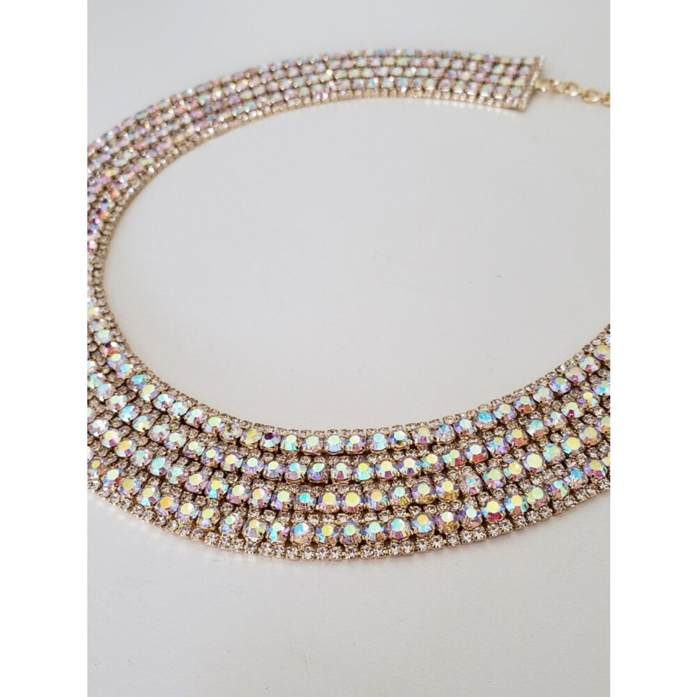 Natasha Opalescent Crystal Bib Necklace